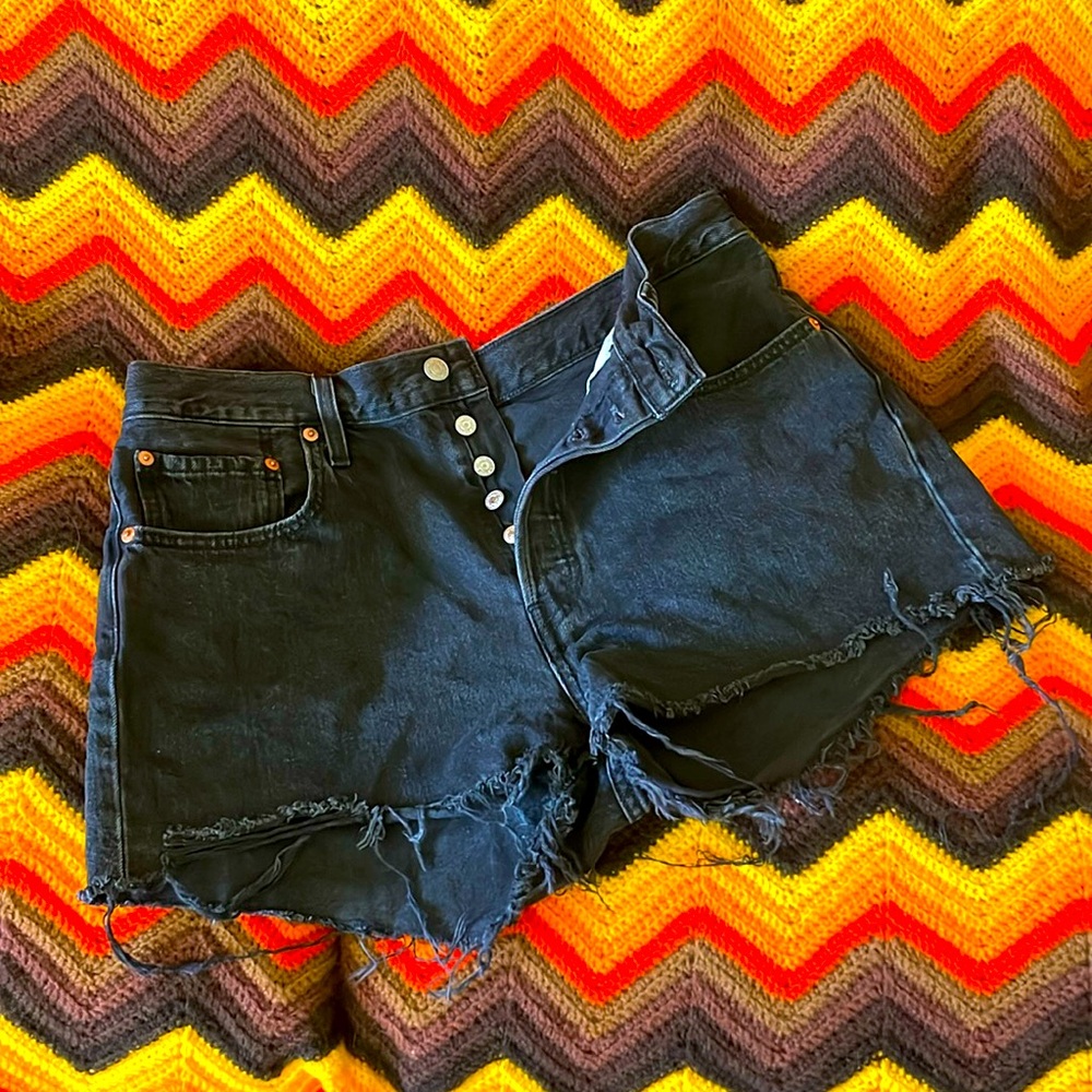 Black Levi cutoff shorts